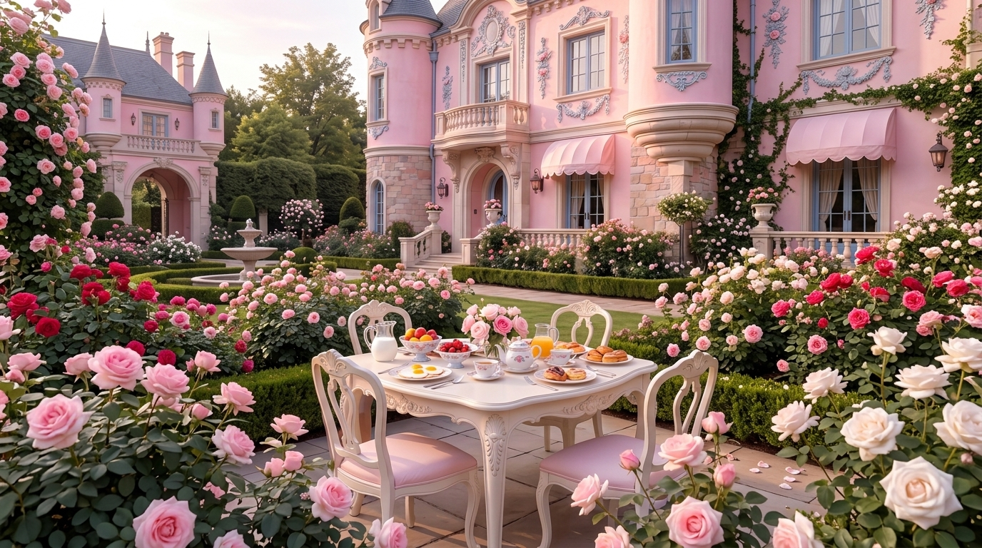 French learning scene: The Palace Garden & Balcony